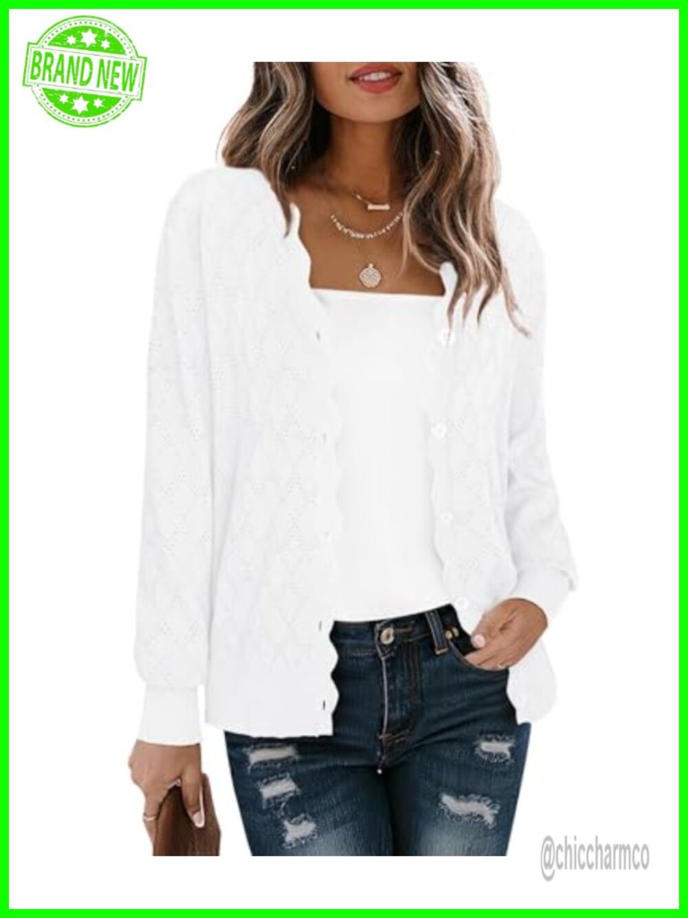 Lightweight Viscose Button Down Cardigan Knit Sweater V-Neck Long Sleeve